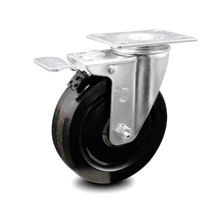 Service Caster 5 Inch Phenolic Wheel Swivel Top Plate Caster with Total Lock Brake SCC SCC-TTL20S514-PHR